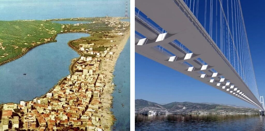lago ganzirri dall'alto e ponte sullo stretto