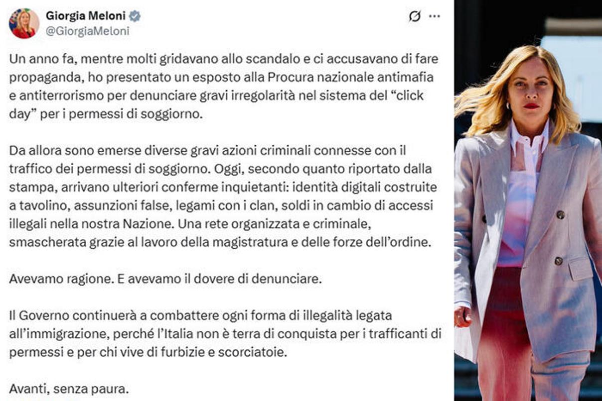 meloni post sui migranti