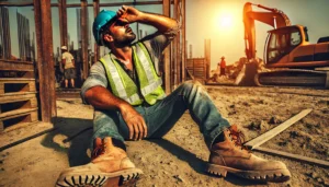 operaio sudato per il troppo caldo