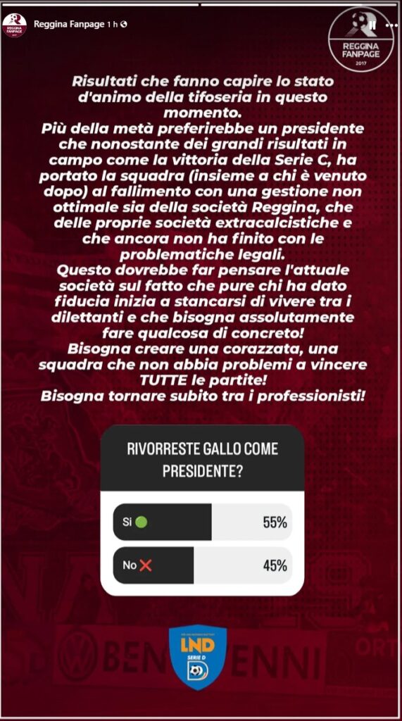 sondaggio gallo di reggina fanpage