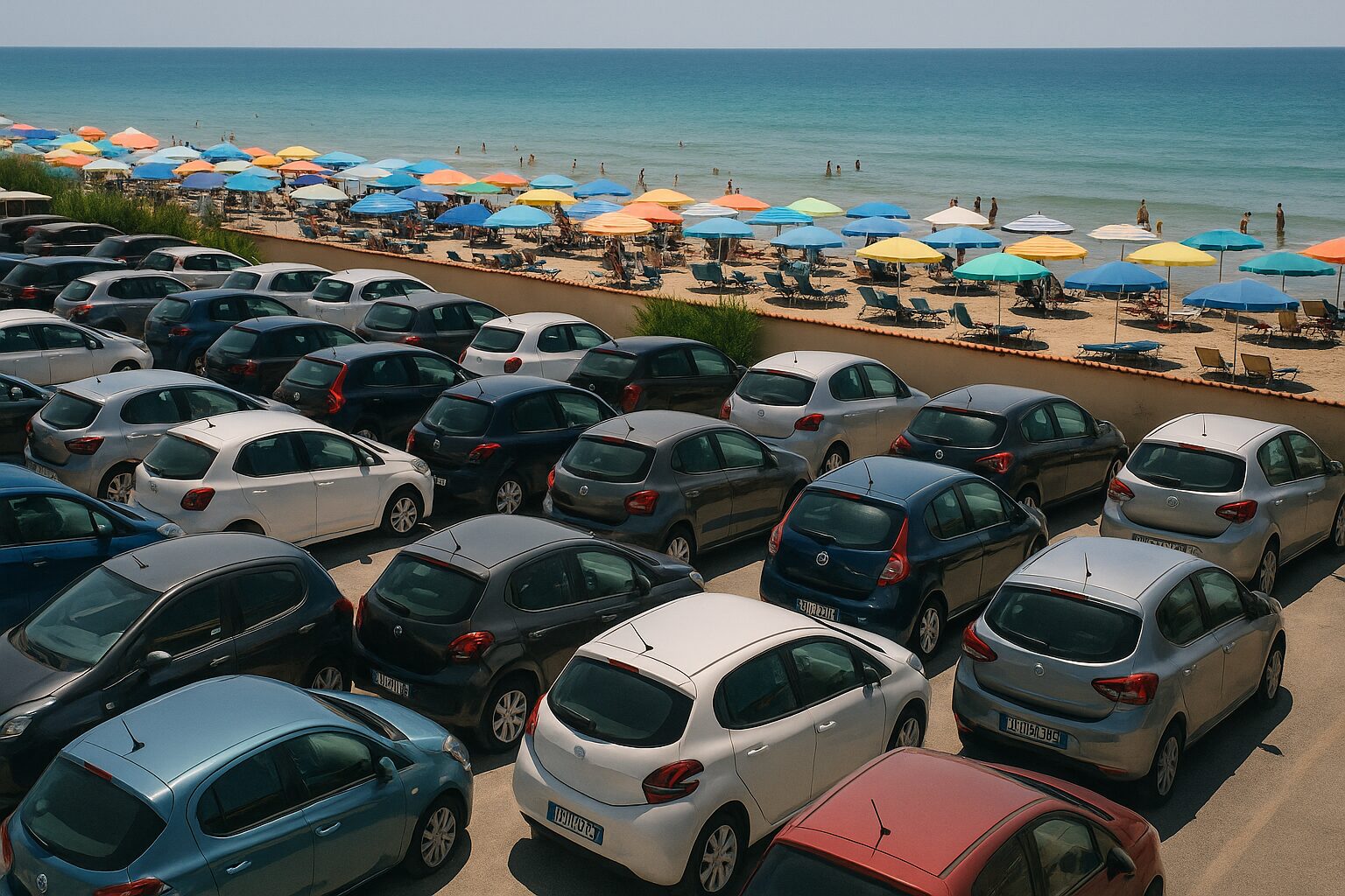 traffico auto e parcheggi dietro lido balneare