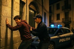 uomo si arrampica