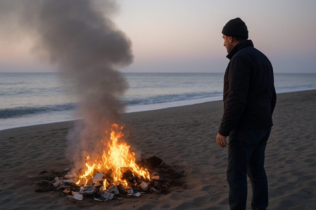 Brucia in spiaggia