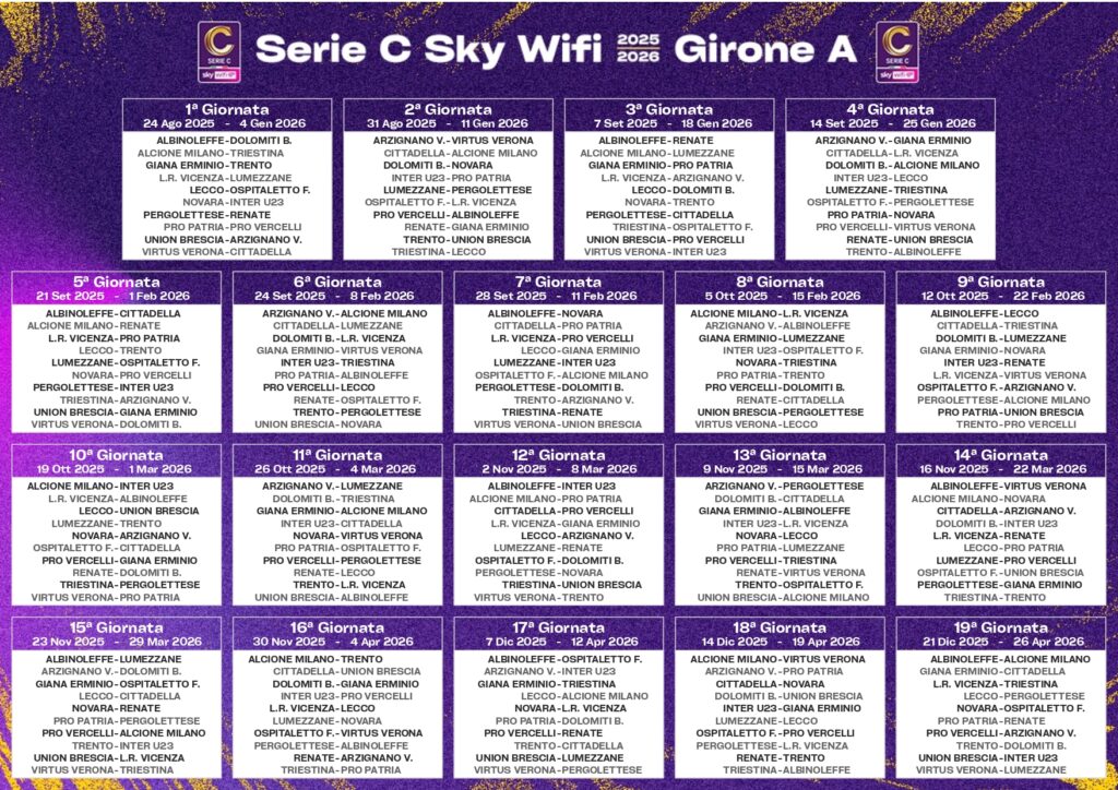 Calendario girone A