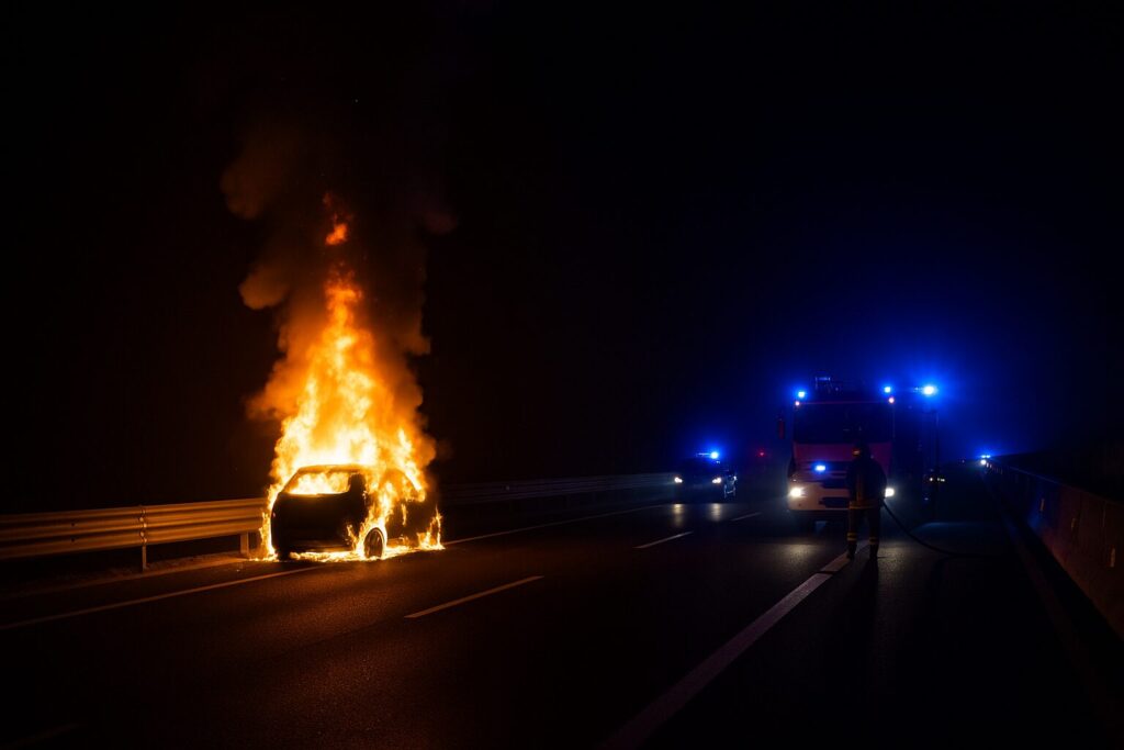 Auto in fiamme notte