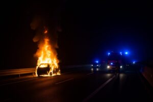 Auto in fiamme notte
