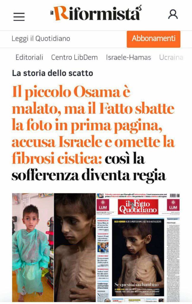 Disinformazione pro-Pal bambino Osama al-Raqab