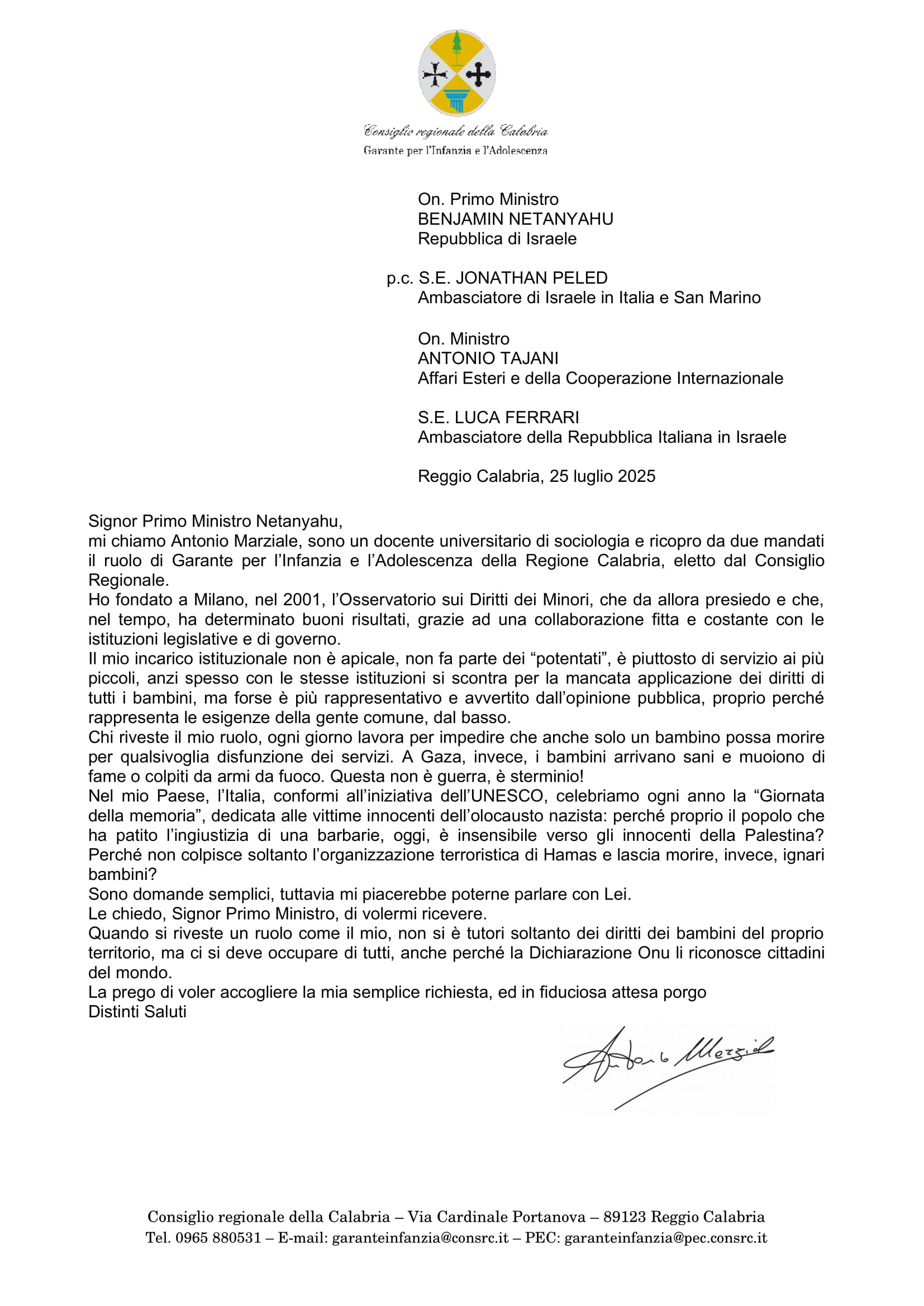 LETTERA NETANYAHU