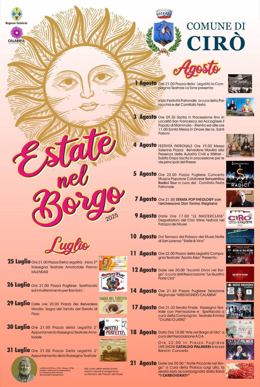 Programma Estate del Borgo 2025 Cirò