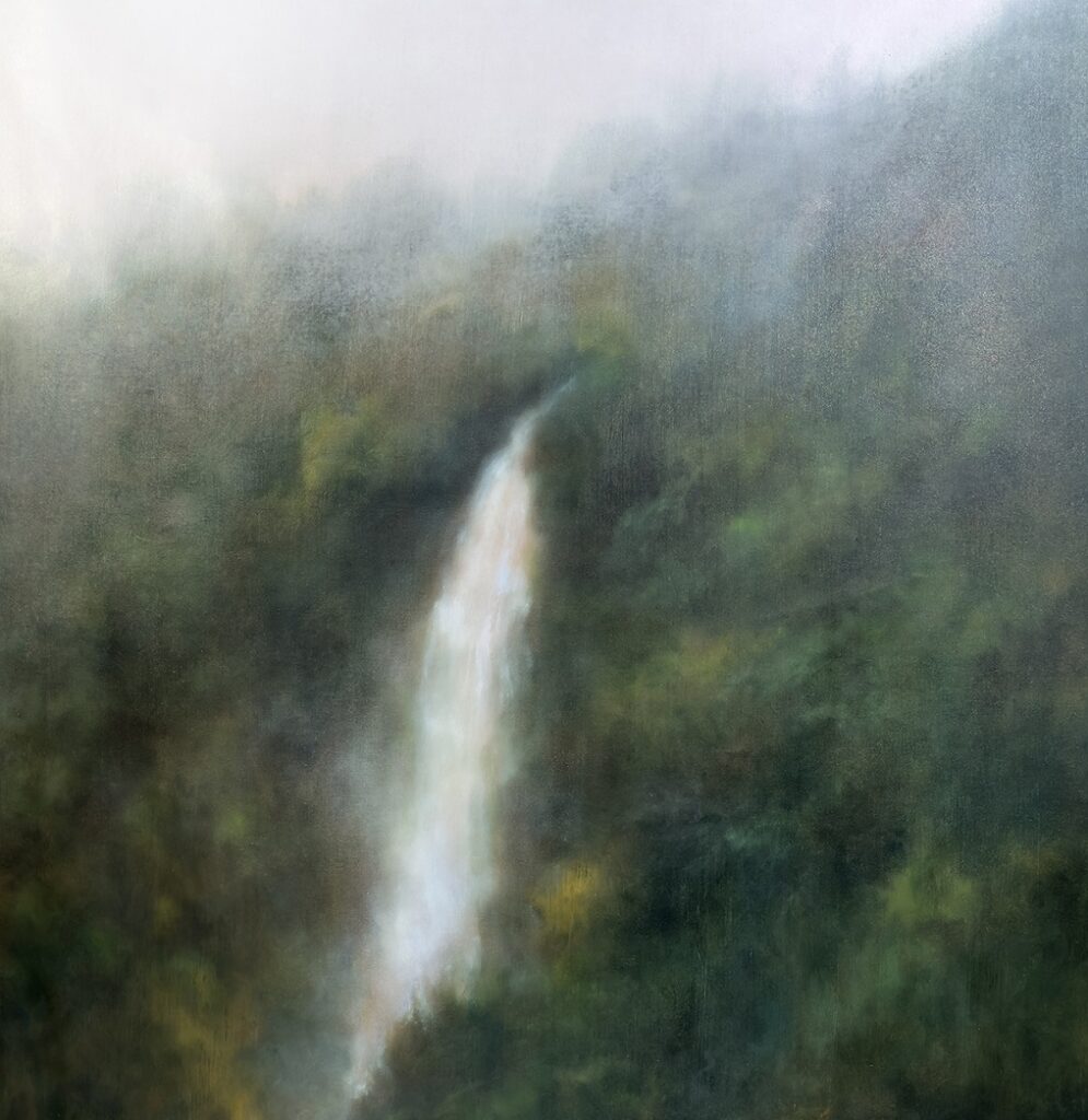 Samantha Torrisi, Waterfall, 2025, olio su tela, 175x90 cm (particolare)
