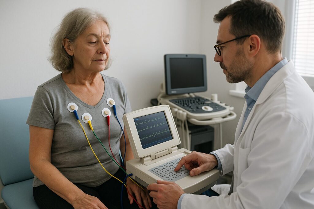 Signora anziana esami cardiologici cuore medico