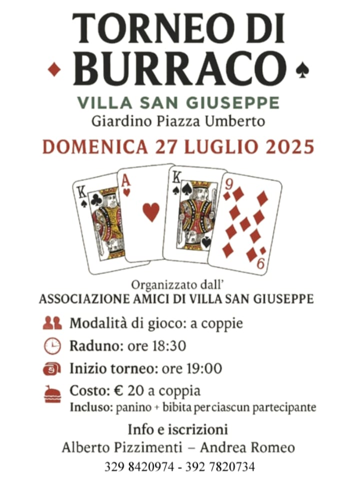 Torneo di Burraco Villa San Giuseppe