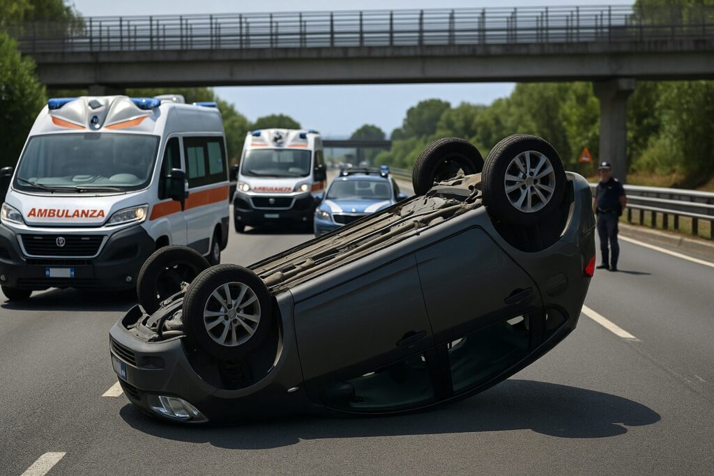 auto ribaltata ambulanza