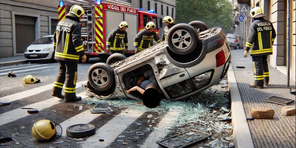 auto ribaltata incidente