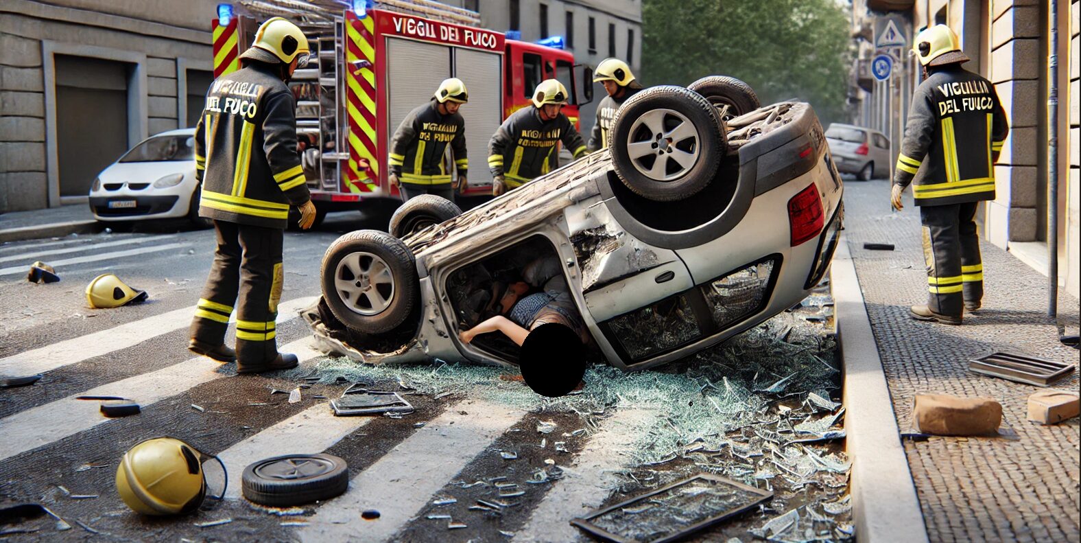 auto ribaltata incidente