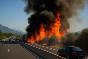incendio a bordo autostrada