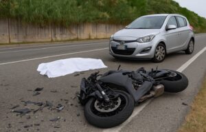 incidente auto e moto morto