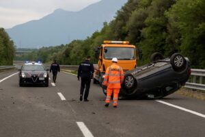 incidente auto ribaltata a2