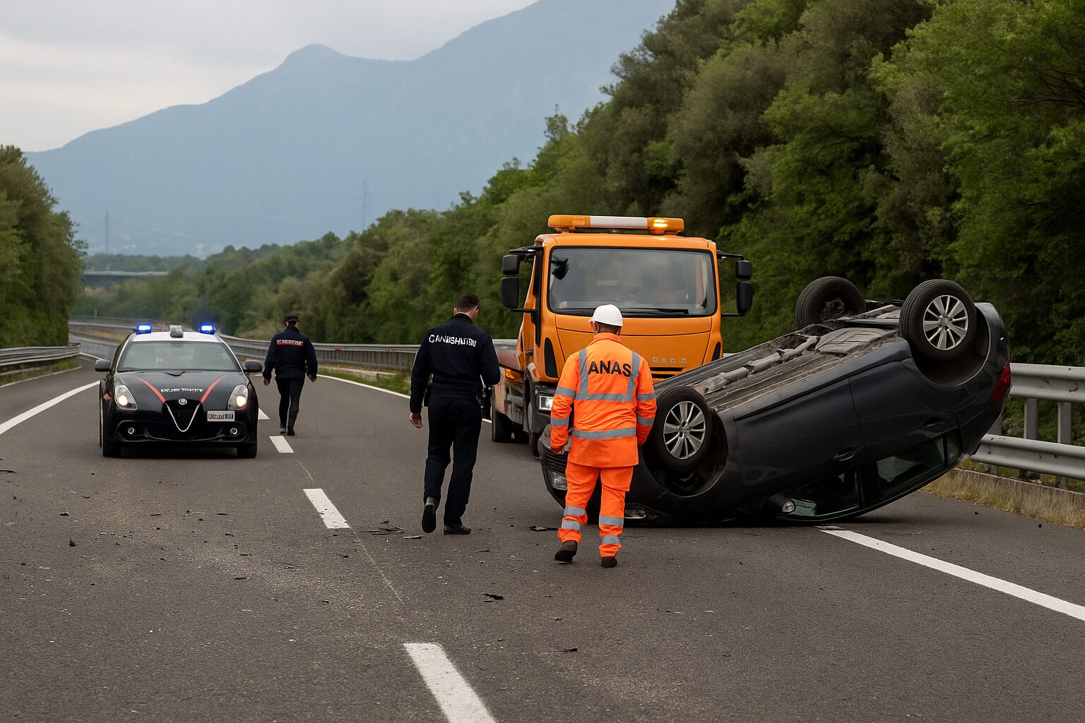 incidente auto ribaltata a2