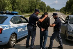 polizia ferma soggetto in auto