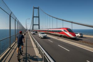 ponte stretto bici, auto,treno