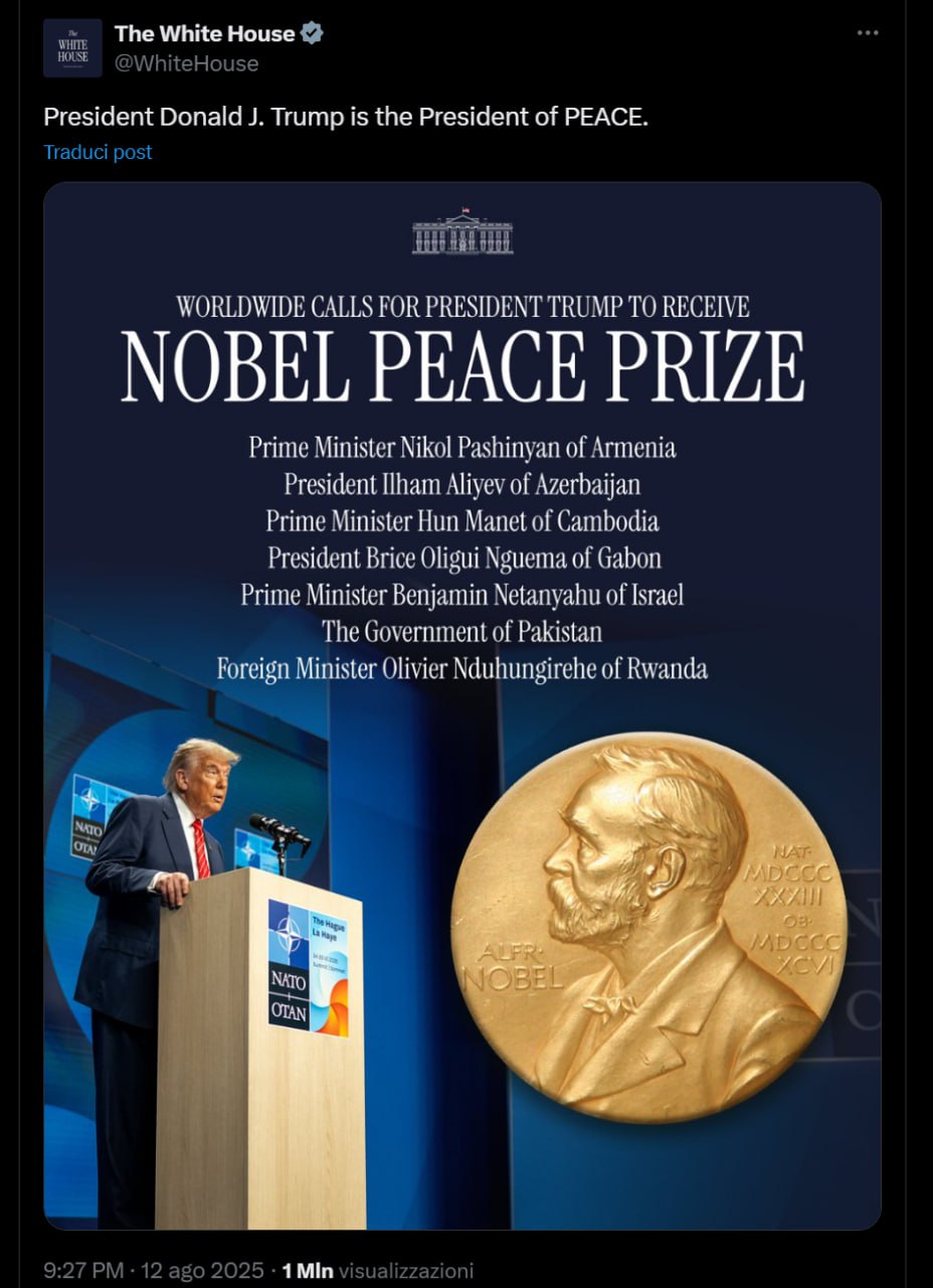 Donald Trump Nobel Pace