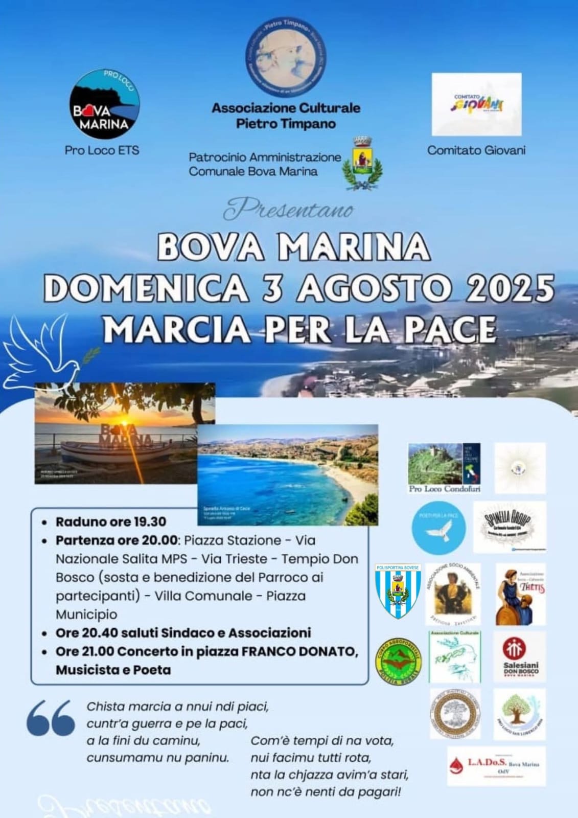 Locandina Marcia della pace Bova Marina