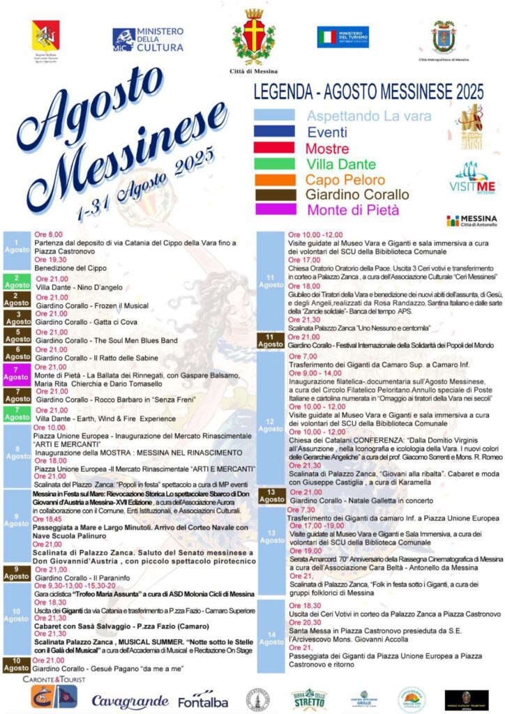 Locandina programma Agosto Messinese