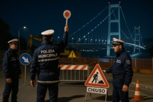 Polizia municipale presidia i cantieri per i lavori del Ponte sullo Stretto