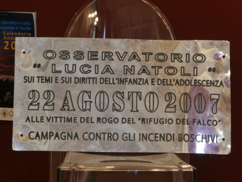 Targa osservatorio lucia natoli