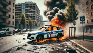 auto polizia fiamme