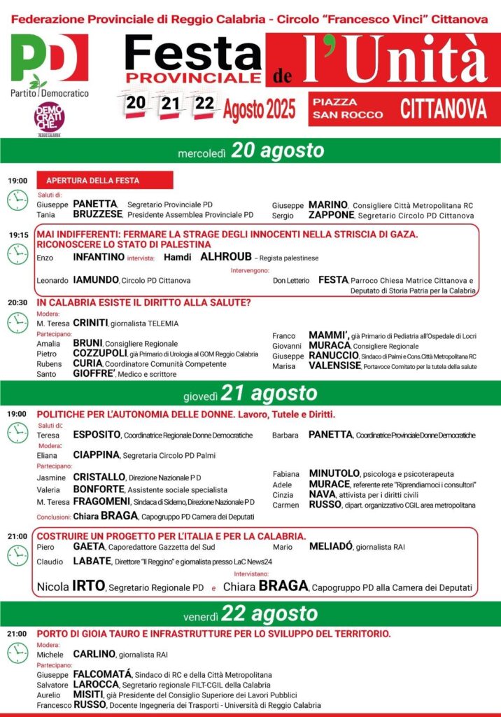 festa dell'unità cittanova programma