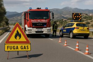fuga gas strada chiusa