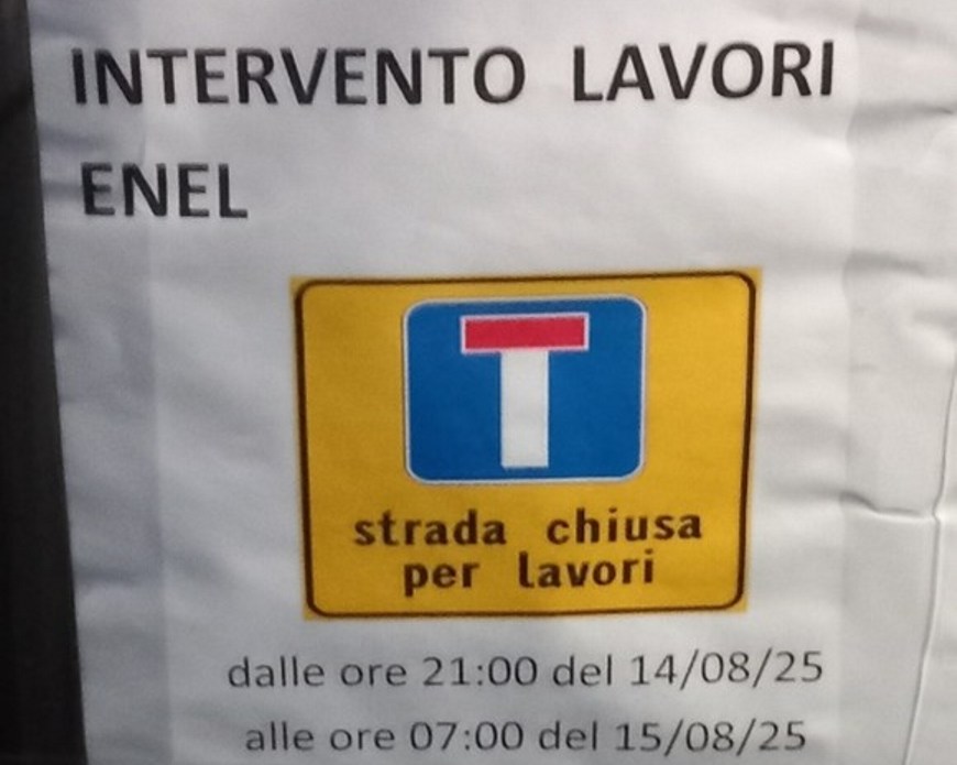 intervento per lavoro enel strada chiusa