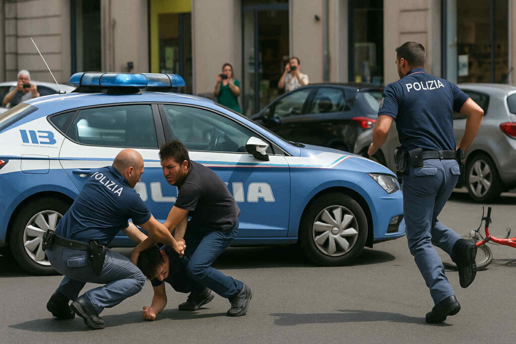 ladro bloccato dalla polizia