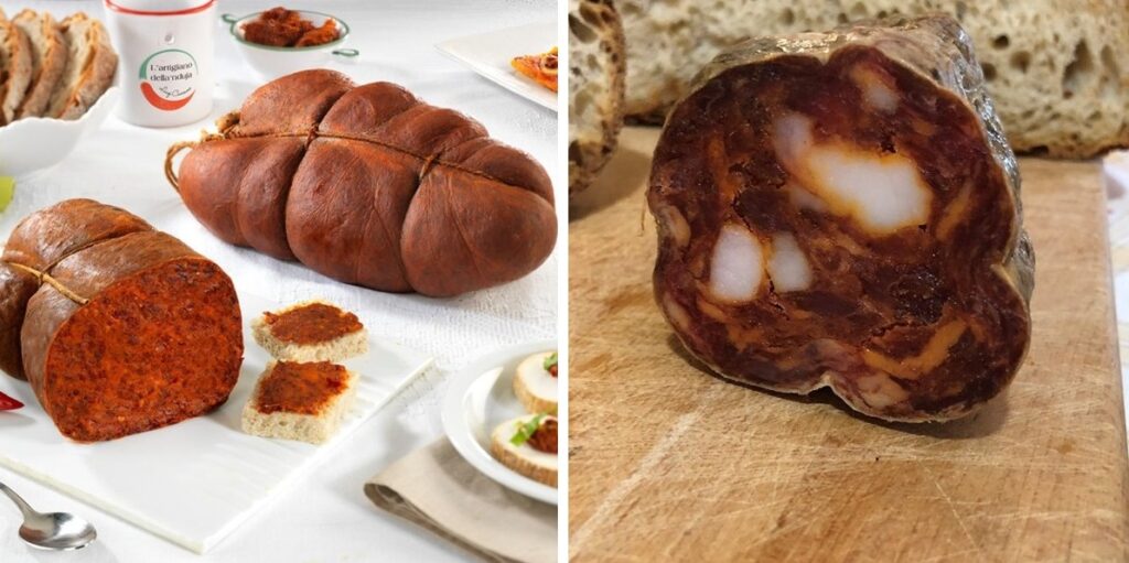 nduja di spilinga e soppressata di lago