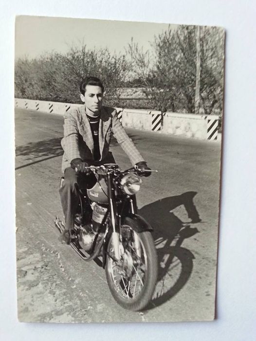 1949 Oreste Serini in moto, post sul Rover Moot di Norvegia