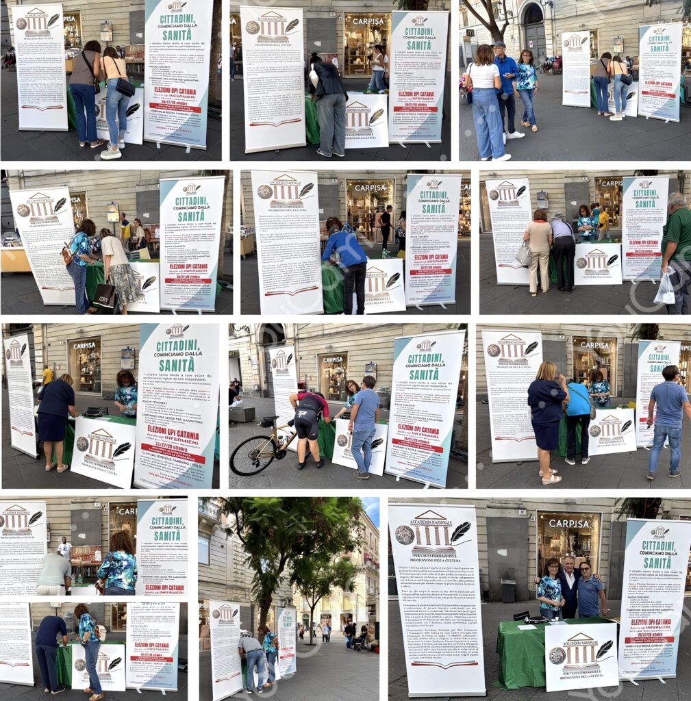 3 partecipata raccolta firme di cittadini, piazza Stesicoro Ct per proposta legge incompatibilità ordini e sindacati