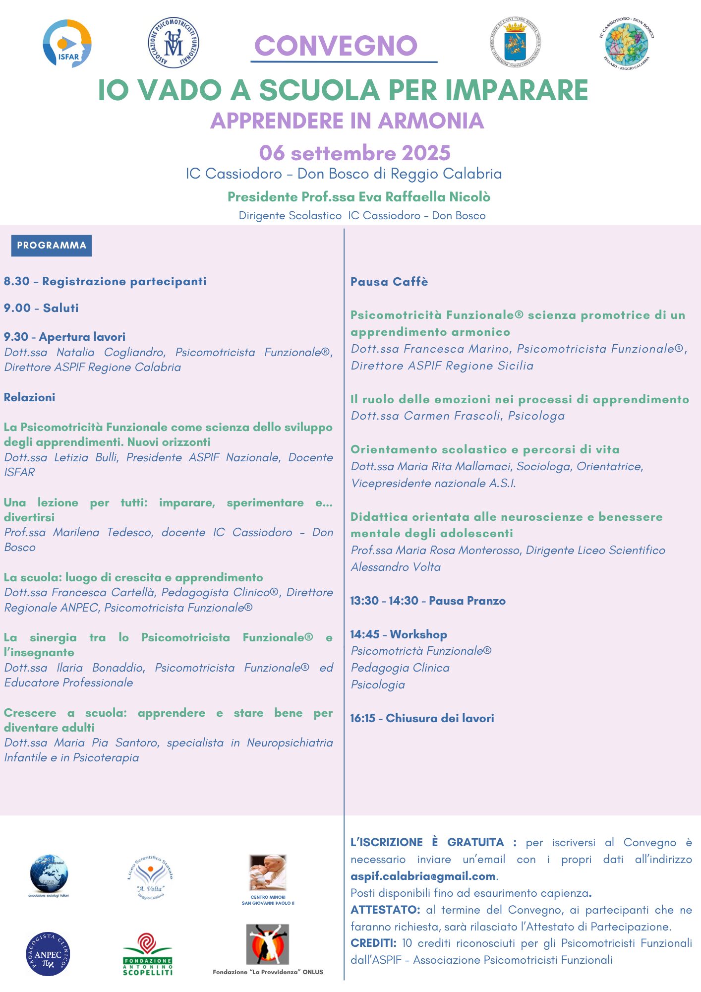 Locandina convegno Io vado a scuola per imparare