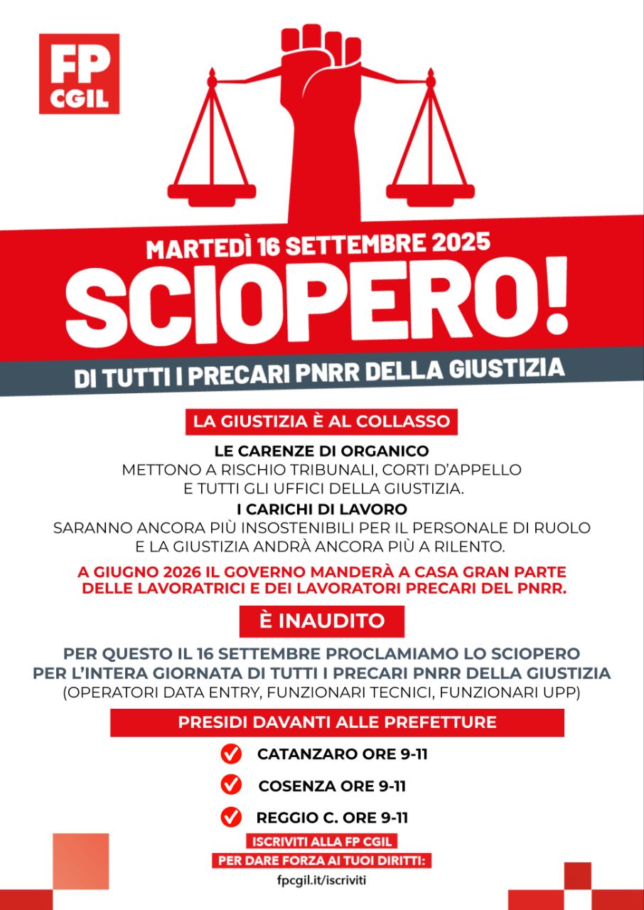Locandina sciopero precari giustizia