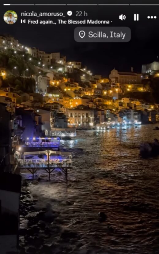 Nicola Amoruso storia Instagram a Scilla