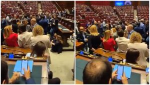 Protesta Parlamento Italiano PD AVS M5S