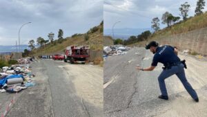 Spazzatura via Lia Polizia drone