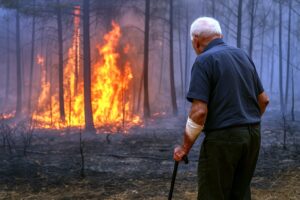 anziano appicca incendio