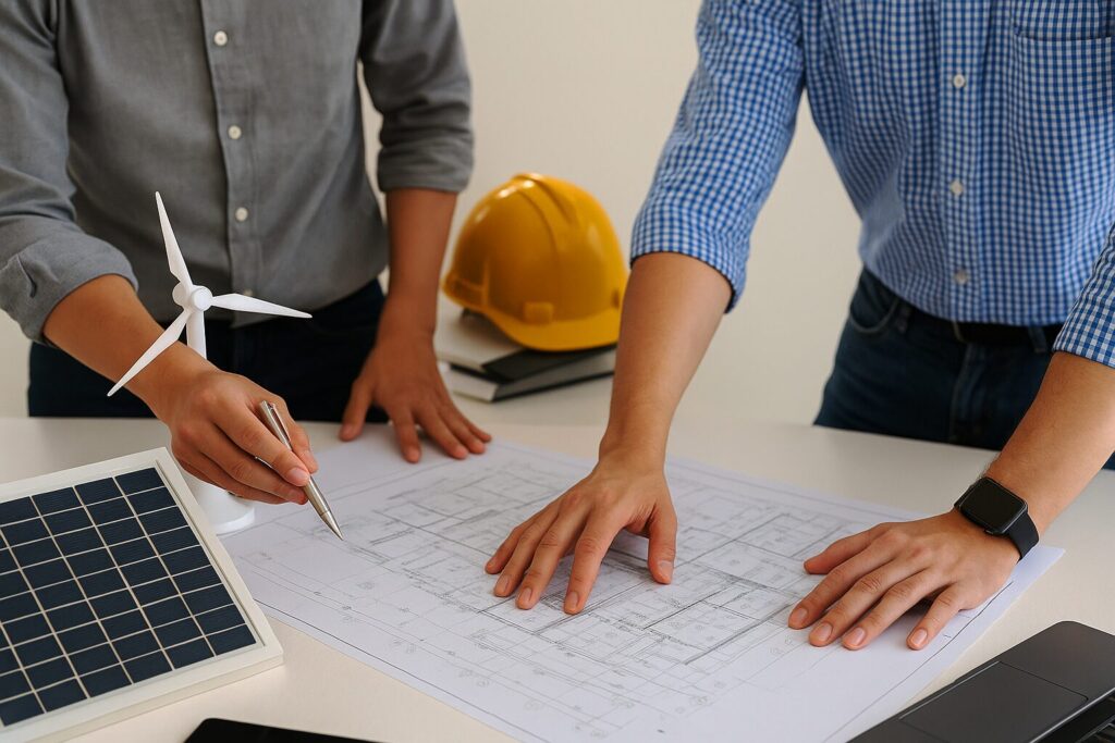 architetto e ingegnere lavorano