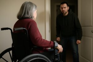 donna sulla sedia a rotelle