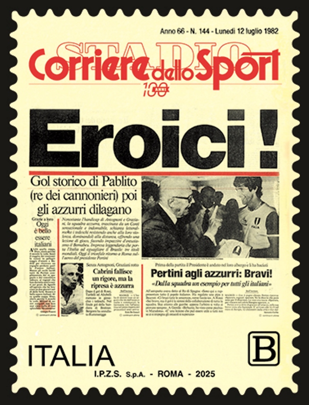Corriere dello Sport francobollo prima pagina vittoria mondiale 1982