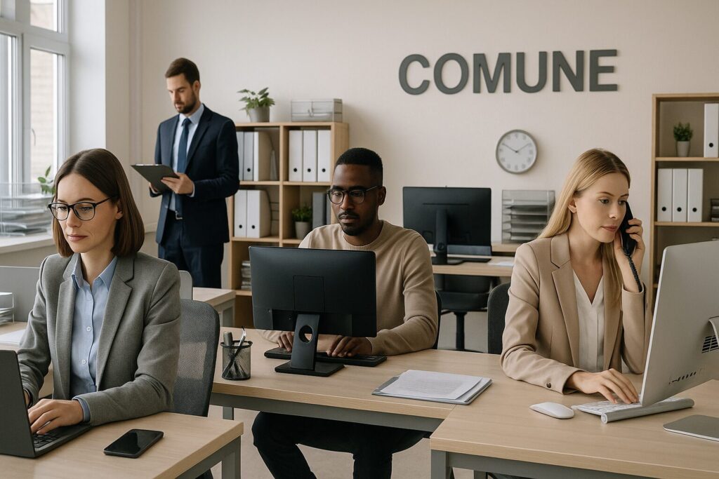 impiegati del comune lavorano in ufficio