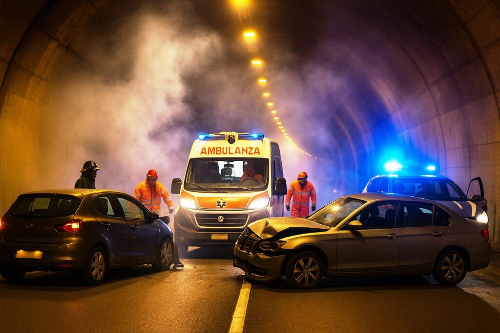 incidente in galleria ambulanza polizia