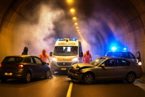 incidente in galleria ambulanza polizia